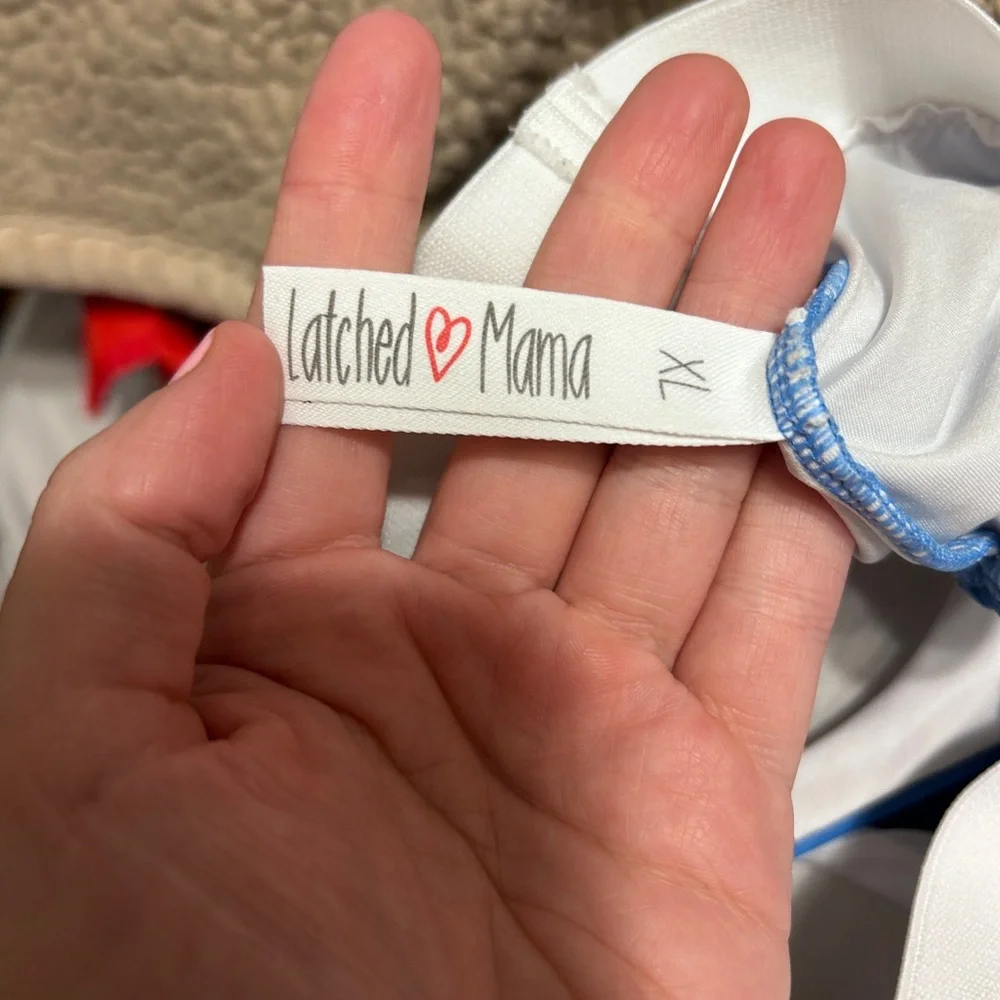 Latched Mama Blue Ruffled Bikini Nursing Top and Skirt - Picture 4 of 6